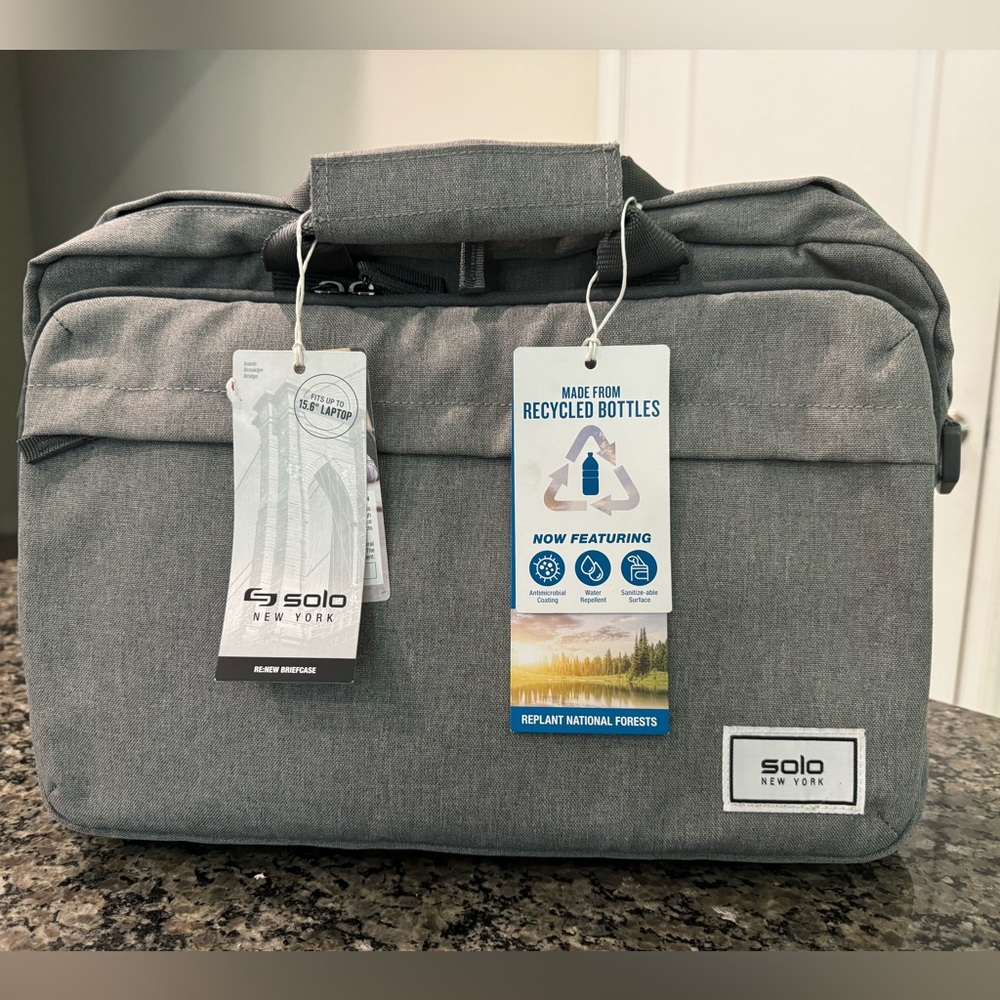 NWT Solo New York Briefcase for 15.6" Laptop - Heathered Gray